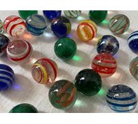 FAIRY TAIL & GLITZER FEE 25 bolas de cristal grandes transparentes multicolor hechas a mano, 27 mm, canicas, bolas decorativas de cristal