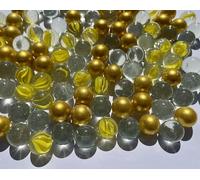 FAIRY TAIL & GLITZER FEE Juego de 100 canicas doradas de mezcla transparente de cristal, 16 mm, color dorado