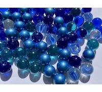 FAIRY TAIL & GLITZER FEE Juego de 100 canicas, mezcla de colores, bolas de cristal, 16 mm, mezcla de canicas azules