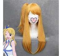 Fairy Tail Lucy Heartfilia Pelucas Cosplay Disfraz Naranja Larga Fibra Alta Temperatura Pelo Sintético Peluca con Colas de Caballo Perucas XS