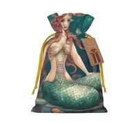 Fairy Tale Mermaid01 - Bolsas de regalo con cordón impreso, para fiestas, caramelos, regalos de Navidad, decoración de vacaciones