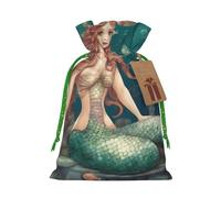 Fairy Tale Mermaid01 - Bolsas de regalo con cordón impreso, para fiestas, caramelos, regalos de Navidad, decoración de vacaciones