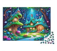 Fairy Tale Village 1000 Piezas Puzzle Recyclable Magical Forest Puzzles para Ancianos Tiempo De Juego Familiar Props Aliviar La Demencia Senil Excelente Regalo 52x38cm/1000pcs