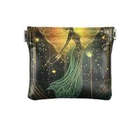 Fairy Tarot - Monedero de piel sintética para mujer, color negro y dorado