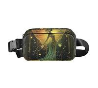 Fairy Tarot - Riñonera cruzada multiusos con correa ajustable para hombres y mujeres, color negro y dorado