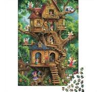 Fairy Treehouse Rompecabezas Enchanted Forest 1000 Piezas Papel Reciclado para Mujeres, Regalos para Hombres Rompecabezas Divertido Y Desafiante Juego Familiar 38x26cm/1000pcs