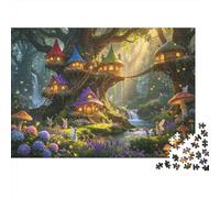 Fairy Treehouses 1000 Pieza Jigsaw Puzzles Reciclado Enchanted Bosque Puzzle para Elderly Puzzle Juego Accesorios para Familiar Y Friends Birthdays Excelente Gift 38x26cm/1000pcs