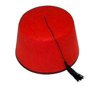 FAIRY TRENDZ Sombrero unisex turco rojo Fez para adultos, estilo Tarboosh, accesorio de fiesta