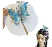 Fairy Wing Hair Clip, Large Fairy Wing Hairs Clips, 3D Moving Wings Hair Clips, Butterfly & Beaded Design Hairs Claws for Hairstyles (Blue)