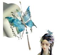 Fairy Wing Hair Clips, Butterfly Tassel Hairs Clip for Women, Blue/Green/Pink Butterfly Hair Clips for Hairstyles (Blue)
