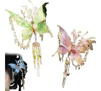 Fairy Wing Hair Clips, Butterfly Tears Tassel Hair Clip, Large Fairy Wing 3D Moving Wings Hair Clips, Butterfly Tassel Hair Clip for Women. (2pcsb)