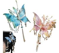 Fairy Wing Hair Clips, Butterfly Tears Tassel Hair Clip, Large Fairy Wing 3D Moving Wings Hair Clips, Butterfly Tassel Hair Clip for Women (2pcsa)
