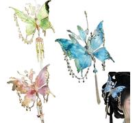 Fairy Wing Hair Clips, Butterfly Tears Tassel Hair Clip, Large Fairy Wing 3D Moving Wings Hair Clips, Butterfly Tassel Hair Clip for Women (3PCS)