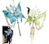 Fairy Wing Hair Clips, Butterfly Tears Tassel Hair Clip, Large Fairy Wing 3D Moving Wings Hair Clips, Butterfly Tassel Hair Clip for Women (2pcsc)
