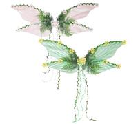 Fairy Wings, Butterfly Wings with 3D Flowers and Leaves, Lightweight Dress-Up Costume Prop, Adjustable Strap Accessory, Compact Ideal for Kids, Women, Cosplay, Festival, Halloween Use