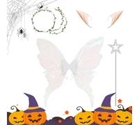 Fairy Wings Costume Set, Angel Fairies Wings, 13.39x17.32x0.39 Inches Skin Friendly Holiday Immersive Accessories for Halloween Cosplay, Adults, Girls, Wife, Girlfriend, Sisters, Mother
