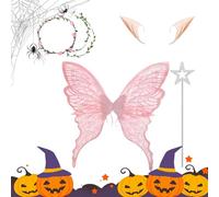 Fairy Wings Costume Set, Angel Wing Cosplay Accessory, Skin-Friendly Halloween Party Outfit, Lightweight Festival Dress Up Prop, Whimsical Gift Idea For Adults Girls Wife Girlfriend Sister Mother