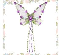 Fairy Wings, Dress Costume, 3D Butterfly Accessory, Floral Leaf Embellished Prop, Outfit 24.8x18.9x23.62 Inches for Women and Kids, Cosplay Events, Halloween Parties, Festival Looks