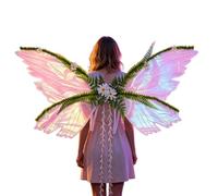 Fairy Wings for Adults, Green Leaves Daisies Butterfly Elastic Straps