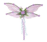 Fairy Wings - Mariposas con flores 3D y de hojas | Vestir por cierto, accesorio para el disfraz para niñas congresos de fantasía eventos para la ejecución del escenario y más, morado, XXS