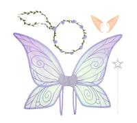 Fairy Wings Set - Butterfly Costume Wings For Girls, Cosplay Dress-Up Accessories, Role Play Props, Halloween Christmas Holiday Party Outfit, Themed Wedding Pageant Accessory, Fancy DressWings