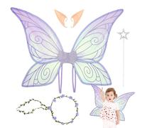 Fairy Wings Set Girls, Butterfly Cosplay Props, Halloween Christmas Holiday Wedding Party Gear with Sturdy Build, Premium Quality Role Play Accessory Daily Routine Use 25.2x16.93 Pulgadas