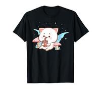 Fairycore Aesthetic Hada Kawaii Gato Bebiendo té de Burbujas Camiseta
