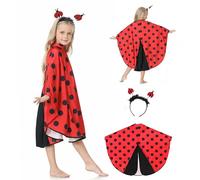 Fairycos Disfraz de mariquita para niños y niñas, capa de Ladybug, capa de carnaval, disfraz de carnaval 116 122