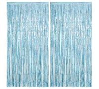 fairymaiden 2 Piezas Cortina de Oropel, Cortinas Metálicas Azul Foil Fringe Cortinas Fiesta, Azul Flecos Cortina de Borla para Cumpleaños de la Siren, Año Nuevo, Navidad, Fiesta Disco, Fiesta Congel