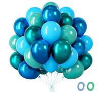 Fairymaiden Globo Azules y verde - 60 Piezas Verde Azulado Azules Globo con Globos Helio Pastel para Baby Shower Decoracion Cumpleaños Hombre Aniversario Bautismo Revelación de Género, 12 Pulgada