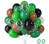 Fairymaiden Globo Verdes y Marrones - 60 Piezas Negros Verdes Globo Con Globos Helio Confeti Para Decoracion Cumpleaños Hombre Baby Shower Aniversario Bautismo Revelación De Género, 12 Pulgada