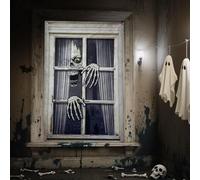 Fairypeach aterradoras de Halloween para decoración de silueta ventana, cortina fantasma espeluznante, póster ventana temática terror, Halloween Ventanas Zombis Carteles, puerta,jardín,fiesta (NS)