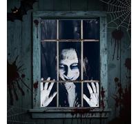 Fairypeach aterradoras de Halloween para decoración de silueta ventana, cortina fantasma espeluznante, póster ventana temática terror, Halloween Ventanas Zombis Carteles, puerta,jardín,fiesta (LY)