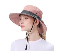FairyPeach Sombrero Hombre, Gorro Pescador Lluvia ala Ancha, Boonie Gorras y Sombreros Protección UV Malla Transpirable, Sombrero de Sol Verano Bucket Hat (FR/ES, Letras, Talla única, Rosa)