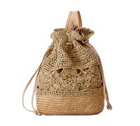 FAIRYSAN Crochet Sacs bandoulière Sac à main paille tissé sac à dos sans matière rotin Marron clair