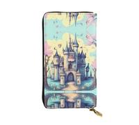 Fairytale Castle - Cartera larga de cuero, tarjetero portátil, monedero con cremallera y compartimento para identificación