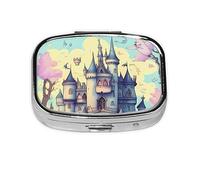 Fairytale Castle - Organizador de píldoras para uso diario, cabe en el bolsillo, pastillero portátil de 2 compartimentos para medicamentos, vitaminas y más