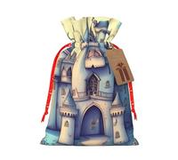 Fairytale Castle Print - Bolsas de regalo con cordón, bolsas de vacaciones, bolsas de golosinas, bolsas de regalo de Navidad