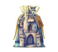 Fairytale Castle Print - Bolsas de regalo con cordón, bolsas de vacaciones, bolsas de golosinas, bolsas de regalo de Navidad