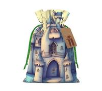Fairytale Castle Print - Bolsas de regalo con cordón, bolsas de vacaciones, bolsas de golosinas, bolsas de regalo de Navidad