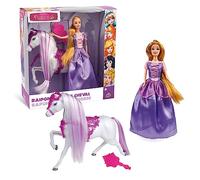 Fairytale Princess, GIOCHI PREZIOSI FAT022 - Muñeca 30 cm con Traje de Princesa, Caballo y Accesorios, Modelo Rapunzel, Juguetes para niños a Partir de 3 años
