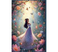 Fairytale Princess surrounded by Butterflies & Flowers, Writing Journal/Notebook/Diary for girls, 80 Lined Pages (6inx9in) - Hardcover