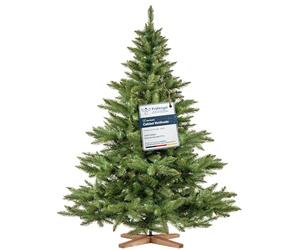 FairyTrees Árbol Artificial de Navidad Abeto Nordmann, Tronco Verde, Soporte de Madera, 180cm, FT14-180