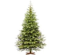 FAIRYTREES Árbol de Navidad 250 cm Nordmann Exlusivo 100% PE | Elementos Naturales Moldeados por inyección | Hecho en la UE | Árbol de Navidad con Soporte de Madera de Fresno Hecho a Mano