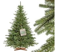 FAIRYTREES Árbol de Navidad Artificial 180 cm Baviera Abeto Premium | Elementos Moldeados por inyección | Hecho a Mano en la UE | Árbol de Navidad con Soporte de Madera de Fresno