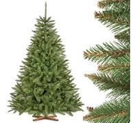 FairyTrees árbol de Navidad Artificial 180cm Abeto Natural con el Soporte de Madera | árbol Artificial con el Tronco Verde | Fabricado en EU