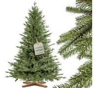 FAIRYTREES Árbol de Navidad Artificial 220 cm Baviera Abeto Premium | Elementos Moldeados por inyección | Hecho a Mano en la UE | Árbol de Navidad con Soporte de Madera de Fresno