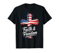 Faith and Freedom USA Christian 4th of July Independence Day Camiseta