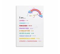 Faith-Based Affirmations for Kids - Biblical Truths Poster, Canvas Print for Christian Child's Bedroom(Framed,08x12inch(20x30cm))