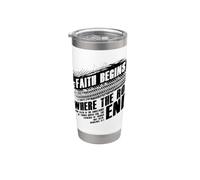 Faith Begins Where The Road Ends: Men & Boys Christian Faith Vaso térmico de acero inoxidable de doble pared
